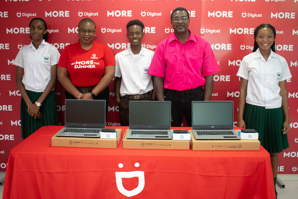 Digicel donates laptops and portable wifi devices to Dr J P Eustace Secondary School